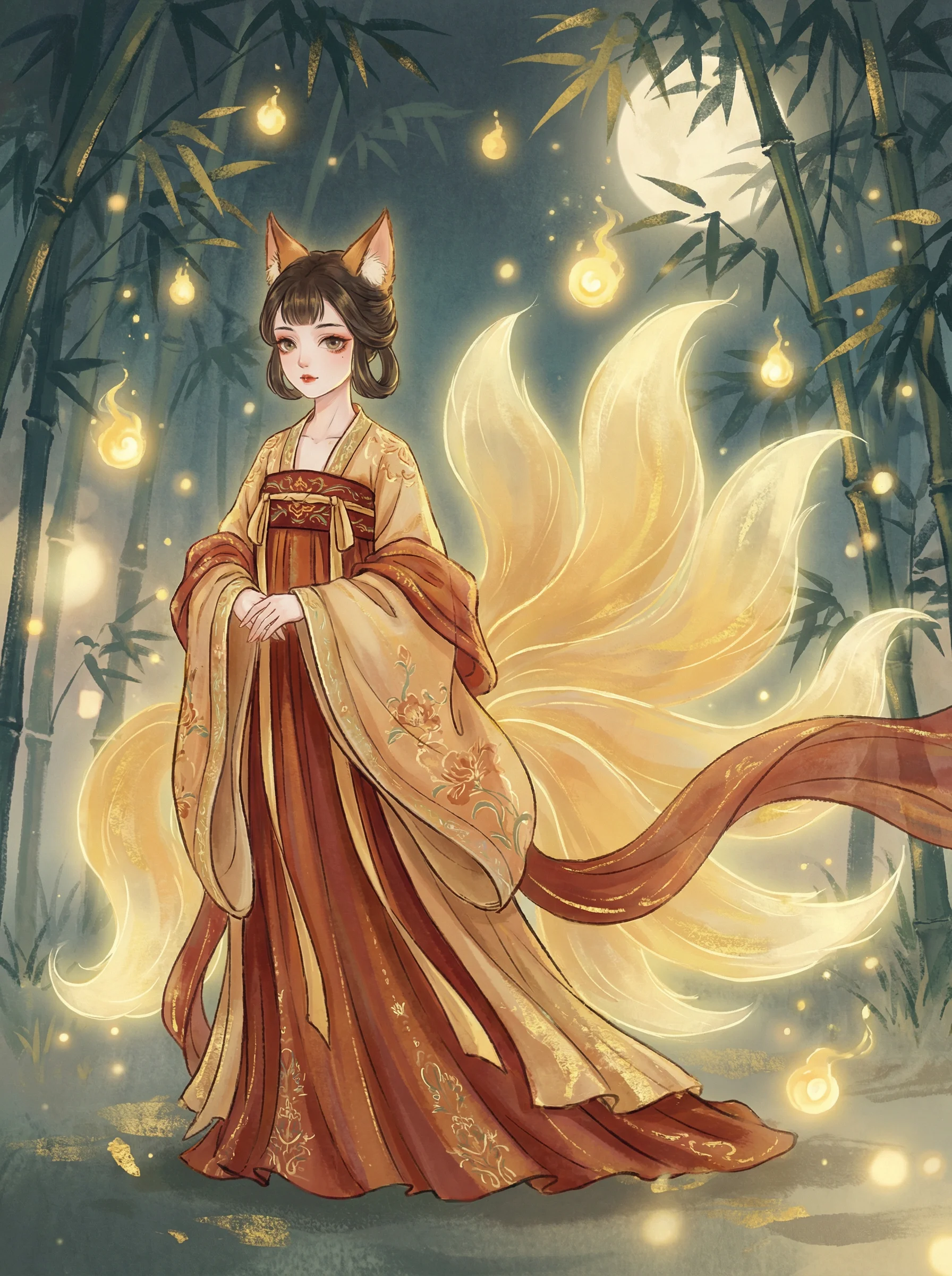 九尾狐 - 小猫宝库 山海经神兽动漫角色